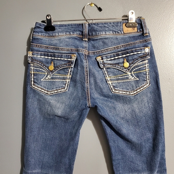 American Eagle Outfitters Womens Kick Boot Jeans Embroidered Pockets Y2K Size 2 - Picture 3 of 9